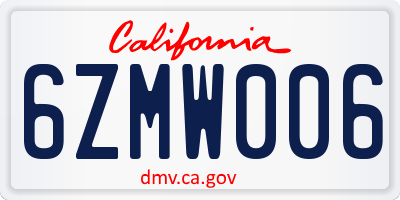 CA license plate 6ZMW006