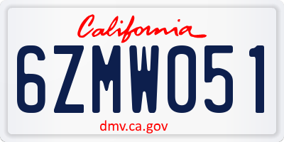 CA license plate 6ZMW051