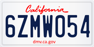 CA license plate 6ZMW054