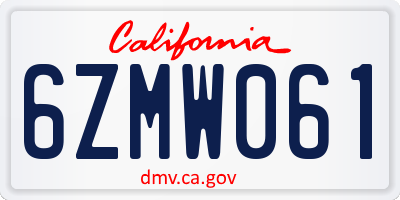CA license plate 6ZMW061