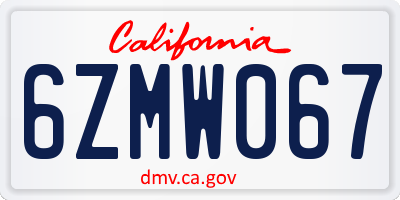 CA license plate 6ZMW067