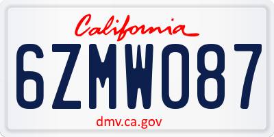 CA license plate 6ZMW087