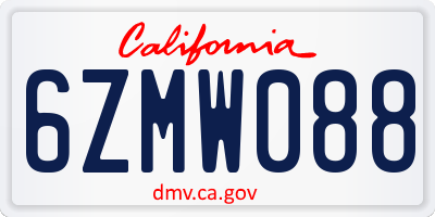 CA license plate 6ZMW088