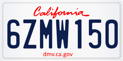 CA license plate 6ZMW150