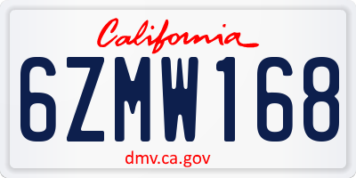 CA license plate 6ZMW168
