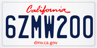 CA license plate 6ZMW200