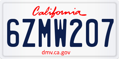 CA license plate 6ZMW207