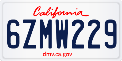 CA license plate 6ZMW229