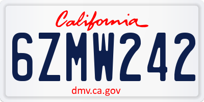 CA license plate 6ZMW242