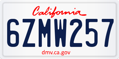 CA license plate 6ZMW257