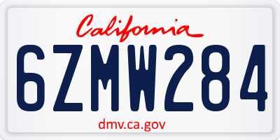 CA license plate 6ZMW284