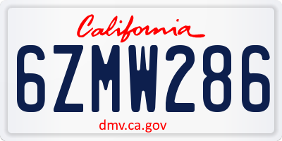 CA license plate 6ZMW286