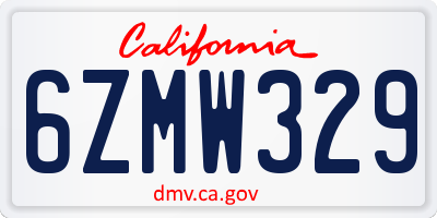 CA license plate 6ZMW329