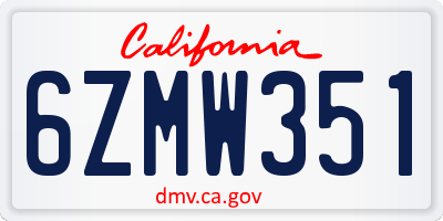 CA license plate 6ZMW351