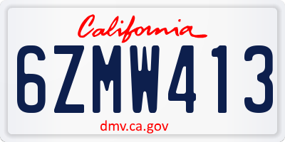 CA license plate 6ZMW413
