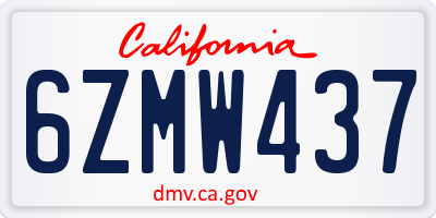 CA license plate 6ZMW437