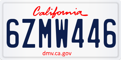 CA license plate 6ZMW446