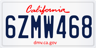 CA license plate 6ZMW468