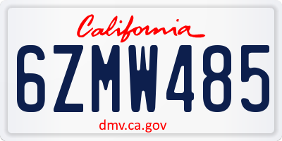 CA license plate 6ZMW485
