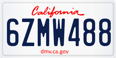 CA license plate 6ZMW488