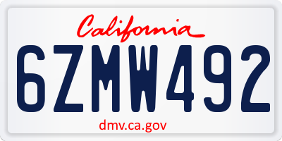 CA license plate 6ZMW492