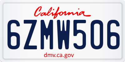 CA license plate 6ZMW506