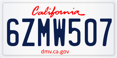 CA license plate 6ZMW507