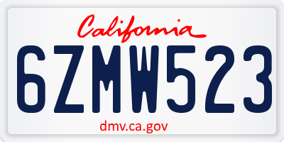 CA license plate 6ZMW523