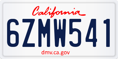 CA license plate 6ZMW541