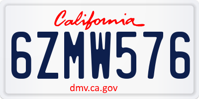 CA license plate 6ZMW576