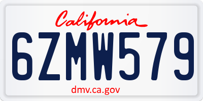 CA license plate 6ZMW579