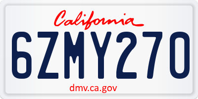 CA license plate 6ZMY270