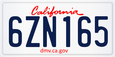 CA license plate 6ZN165