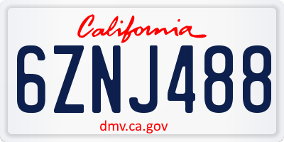 CA license plate 6ZNJ488