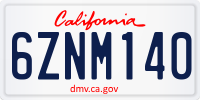 CA license plate 6ZNM140