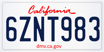 CA license plate 6ZNT983