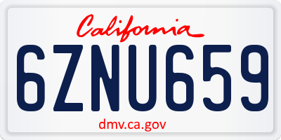 CA license plate 6ZNU659