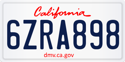 CA license plate 6ZRA898