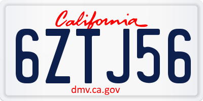 CA license plate 6ZTJ56