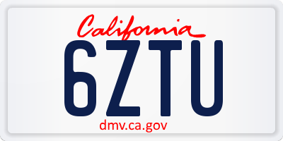 CA license plate 6ZTU