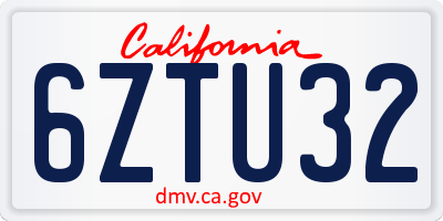 CA license plate 6ZTU32