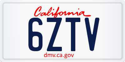 CA license plate 6ZTV