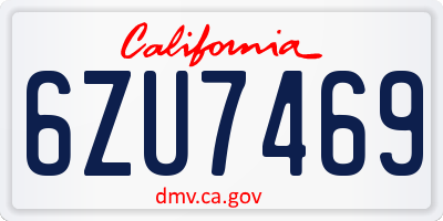 CA license plate 6ZU7469