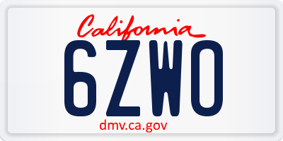 CA license plate 6ZWO