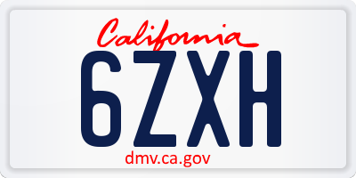 CA license plate 6ZXH