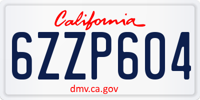 CA license plate 6ZZP604