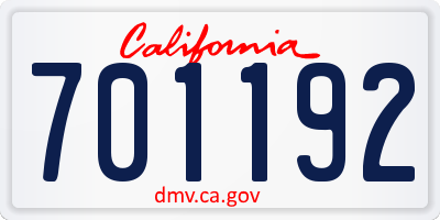 CA license plate 701192