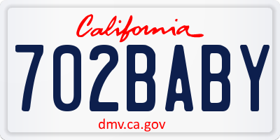 CA license plate 702BABY