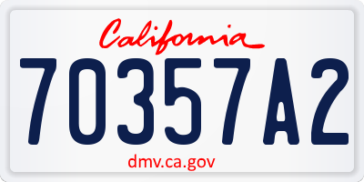 CA license plate 70357A2