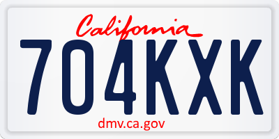 CA license plate 704KXK